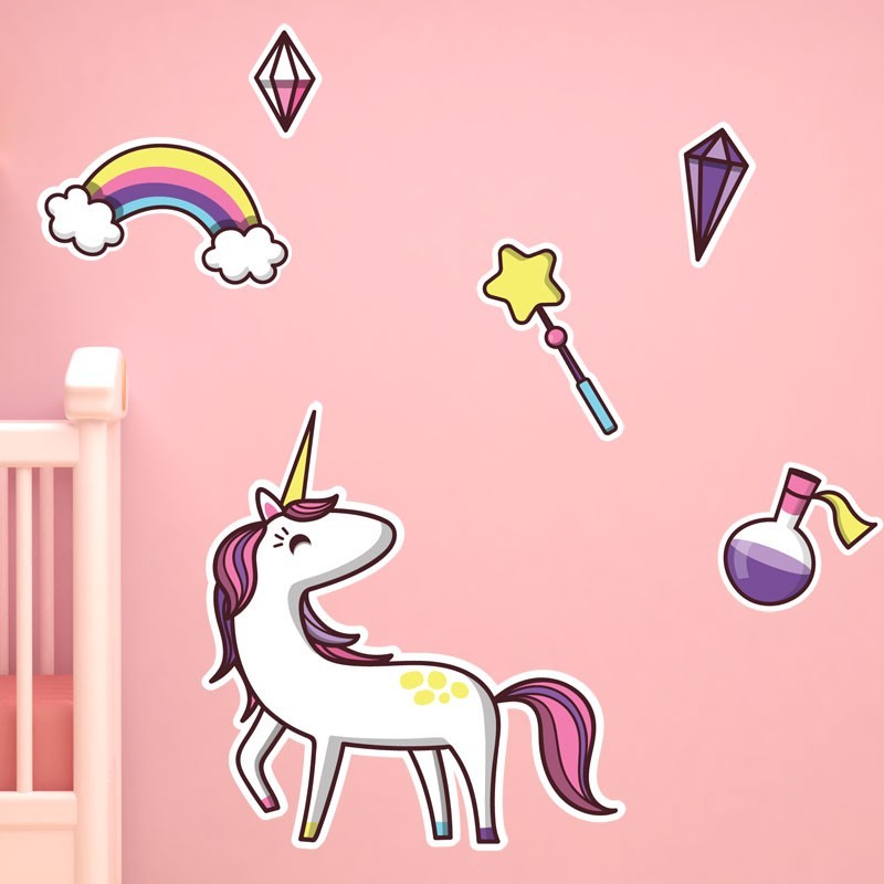 Sticker Mural Licorne qui dort - Autocollant Licorne qui dort