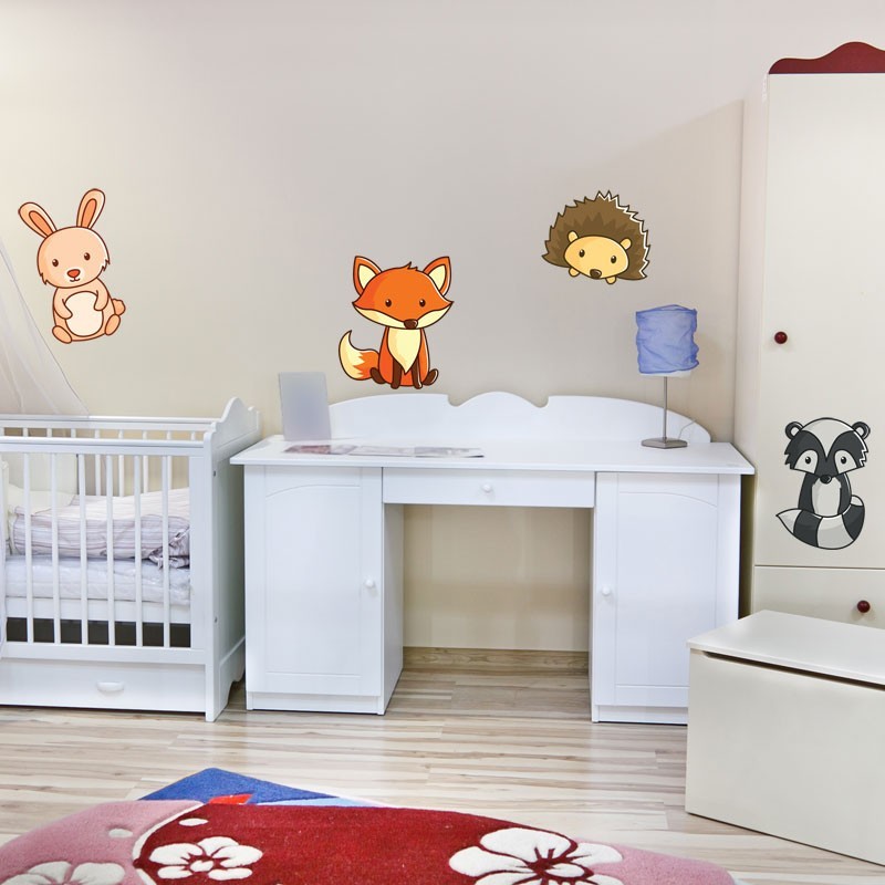 Lot de 4 stickers Animaux de la Forêt - Décoration chambre enfant