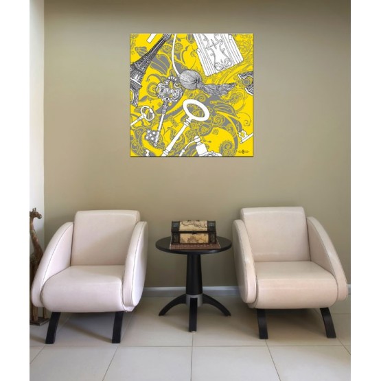 Tableau Retro POP Jaune Tableaux Atmosphère Gali Art