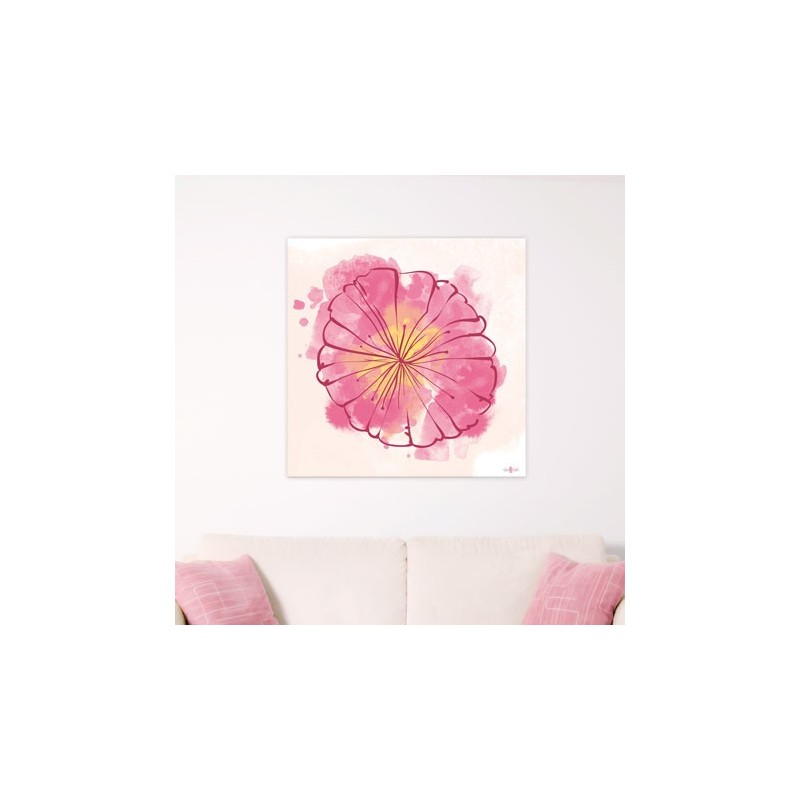 Tableau Fleur Aquarelle - Toile design contemporain fleurs rose |  GALI-ART.com