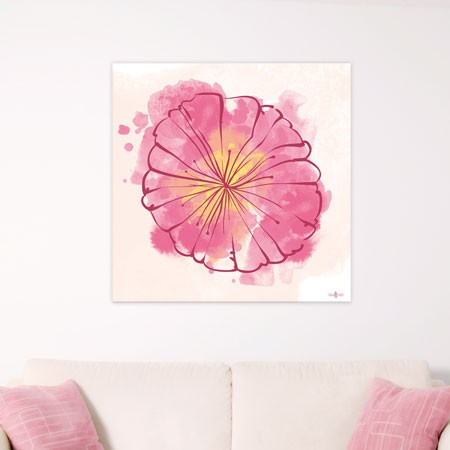 Tableau Fleur Aquarelle - Toile design contemporain fleurs rose |  GALI-ART.com