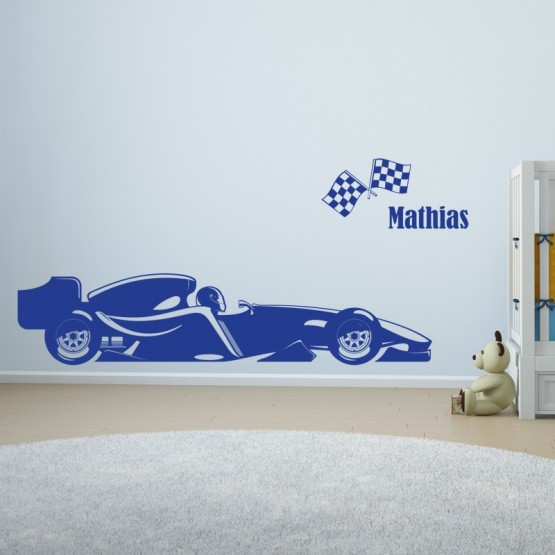 Sticker Formule 1 avec Prénom Stickers Chambres Enfants Gali Art