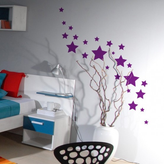 Stickers Etoiles - Décoration murale adhésive - déco POP féérique