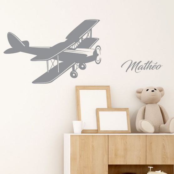 Stickers Avion Bi Plan avec Prénom Stickers Chambres Enfants Gali Art