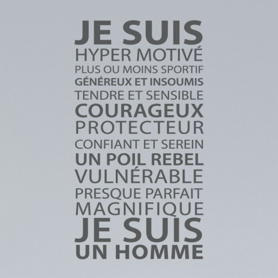 Sticker texte Je suis un Homme Stickers Texte et Citations Gali Art