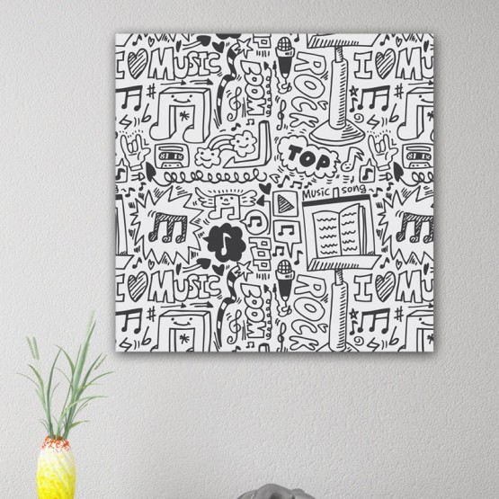 Tableau Doodle Mélodie en Noir et Blanc Tableaux Design Gali Art