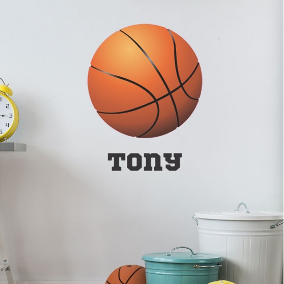 Sticker Basketball avec prénom Stickers Chambres Enfants Gali Art