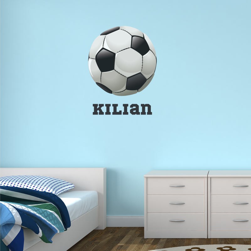 Stickers Ballon de Football avec prénom - Décoration chambre d'enfant