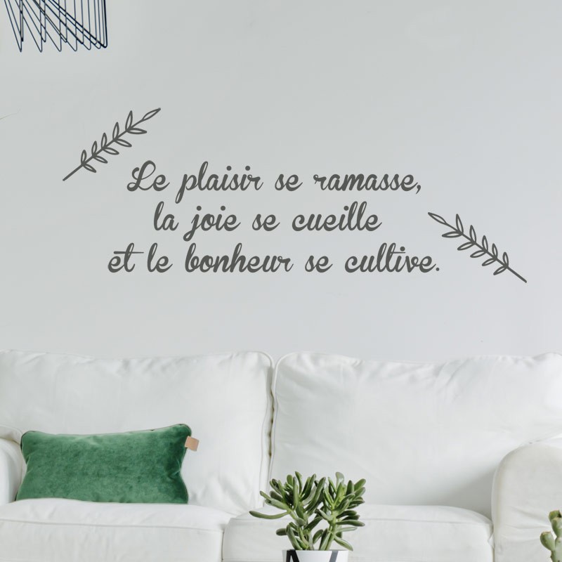 Ici le bonheur est fait maison - Stickers citation décoration murale