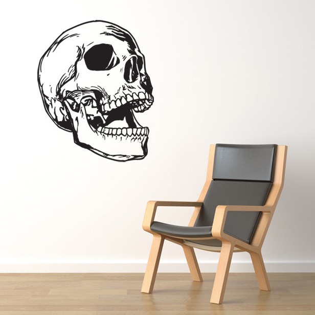 Autocollant squelette anatomie Sticker Crâne Skull Tete de mort environ 16x11 cm