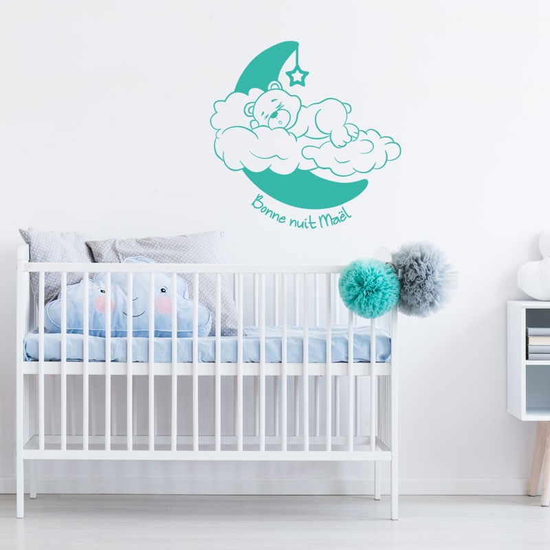 Stickers Prénom Personnalisé, Sticker Autocollant Ourson - Décoration  Murale Chambre Enfant
