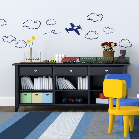 Stickers Avion et nuages Stickers Chambres Enfants Gali Art