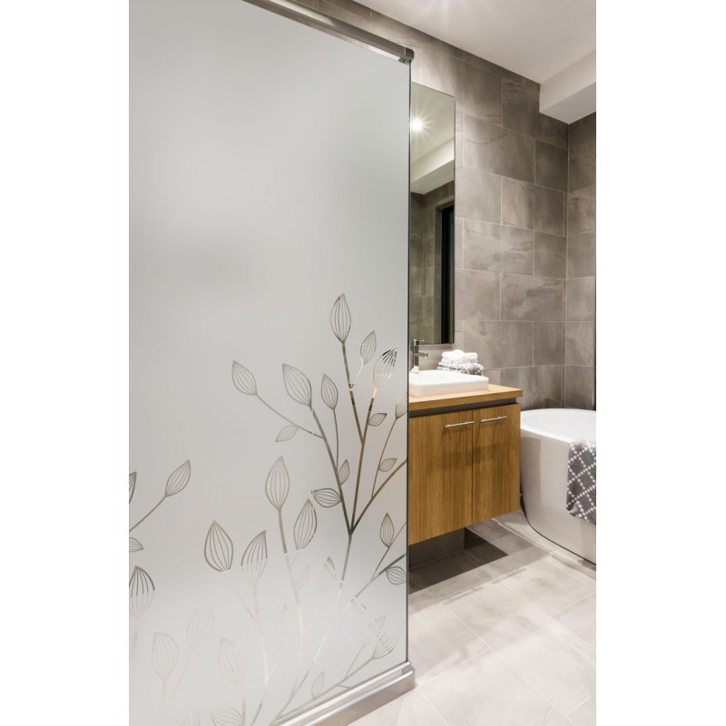Sticker occultant porte et paroi de douche Branchage Design - Film opaque  décoratif salle de bain