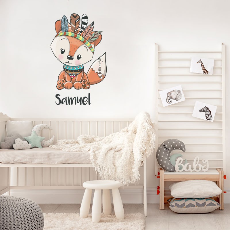 Stickers Personnalise Renard Indien Decoration Chambre Bebe Boheme Gali Art Com