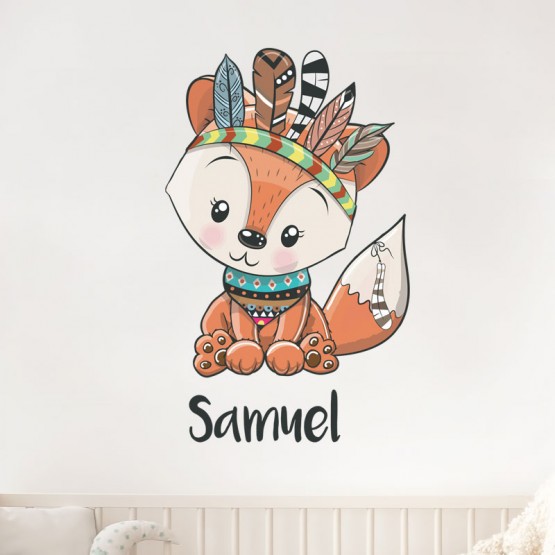 Sticker Renard Indien personnalisé Stickers Chambres Enfants Gali Art