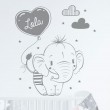 Décor mural bébé éléphant avec prénom Stickers Chambres Enfants Gali Art