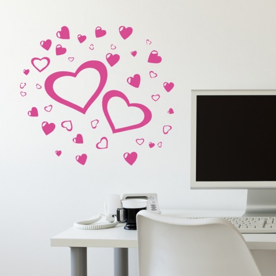 Stickers Coeurs décor romantique 20 pièces