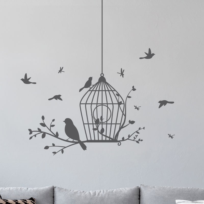 Sticker Mural Oiseaux Nature - XXL (Largeur 166,5cm, Hauteur 128cm)