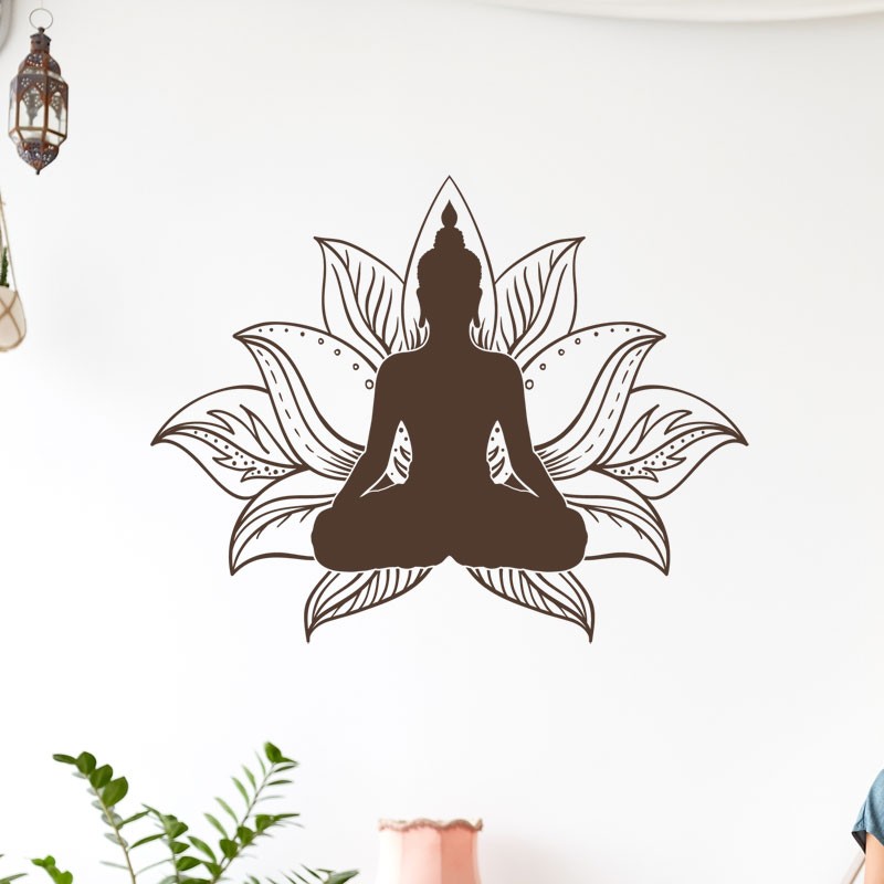 Stickers zen avec bambous, bouddha, fleurs de lotus pour salle de bain