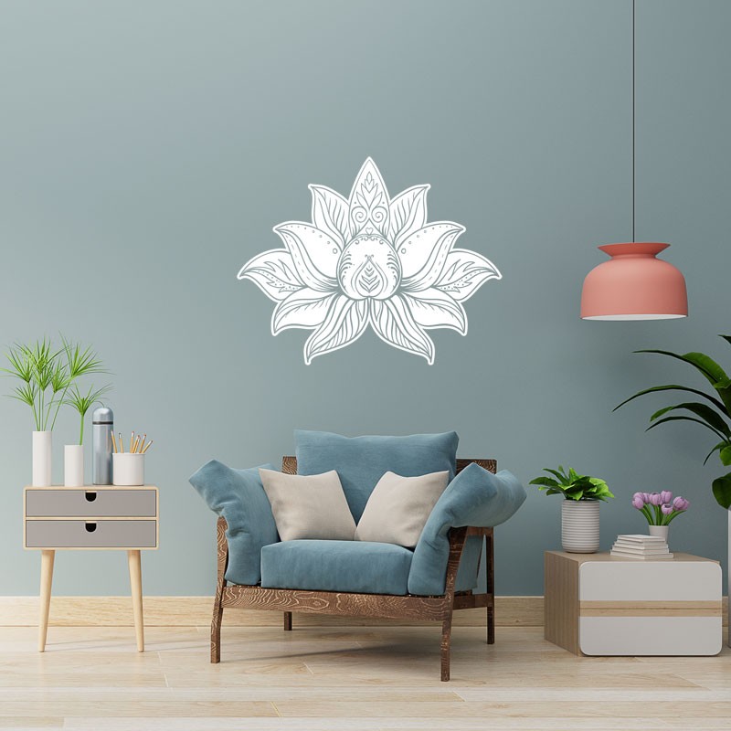 Ambiance-Live Sticker Mural Fleur de lotus Fuchsia 29 X 40 cm