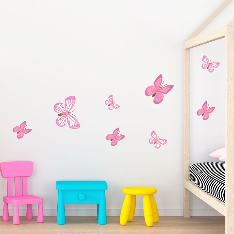 Stickers Papillons rose - Décoration chambre de petite fille