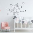 Sticker Licorne avec Prénom Stickers Chambres Enfants Gali Art