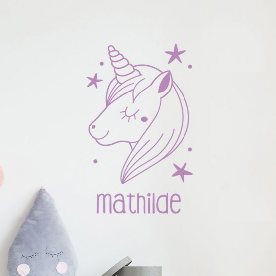 Sticker mural Licorne avec nom