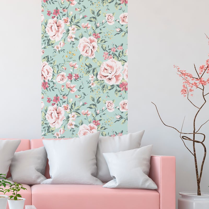Lès autocollant vertical pour la décoration murale - Esprit Vintage et  décor Fleur Rose