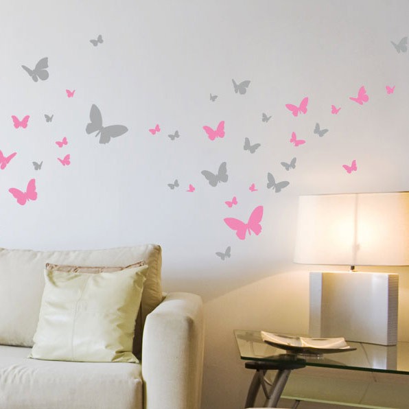 Stickers muraux déco : champ de fleurs papillons - Art Déco Stickers