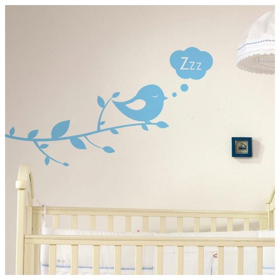 Sticker Branche & Oiseau Bonne Nuit Stickers Chambres Enfants Gali Art