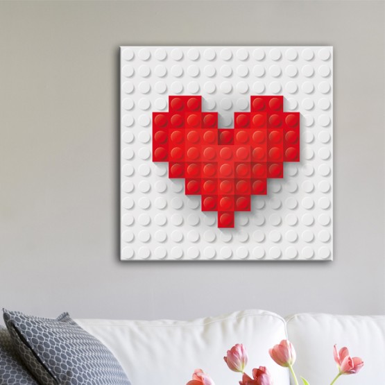 Tableau Design Cœur en Briques LEGO Tableaux Design Gali Art