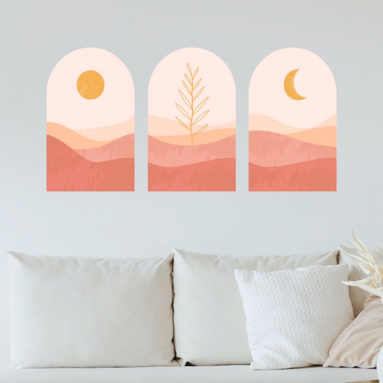 Sticker Triptyque Paysage Minimaliste Stickers Imprimés Gali Art
