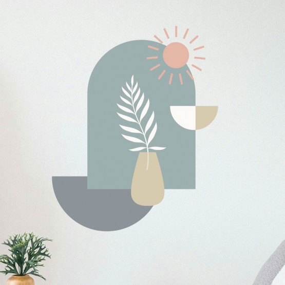 Sticker mural minimaliste Vase & Soleil Stickers Imprimés Gali Art