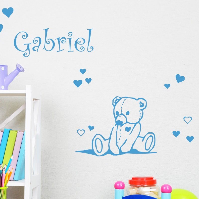 Sticker Petit Ours Personnalisé avec Prénom - Décoration enfant