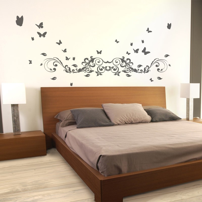 Sticker tête de lit estivale avec Papillons - Décoration chambre à choucher