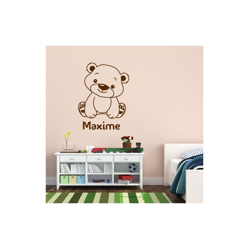 Sticker Ourson à personnaliser - Décoration Nounours pour chambre enfant