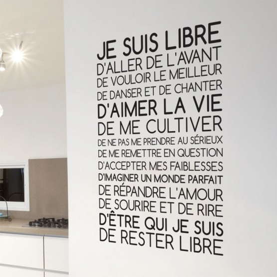 Sticker Texte Je Suis Libre Decoration Murale Citation Positive Gali Art Com