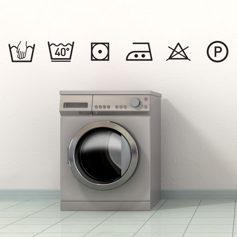 Stickers symboles instructions lavage - Décoration pour machine à laver et  buanderie