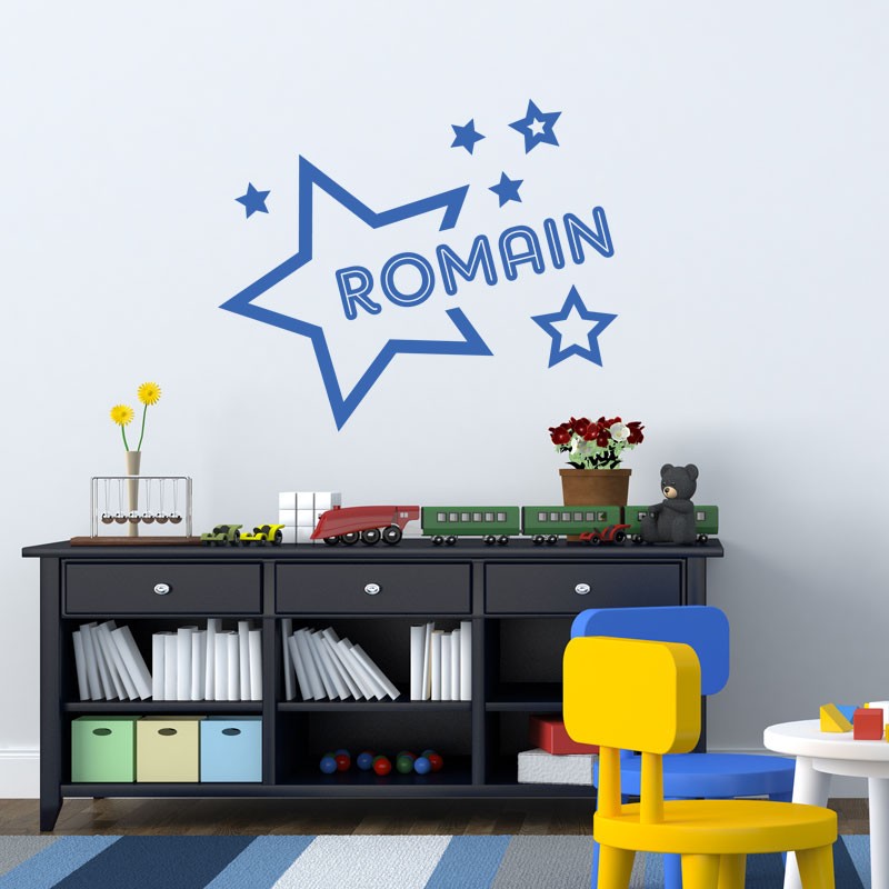 Sticker prénom dans les étoiles - Décoration murale personnalisé pour  enfant