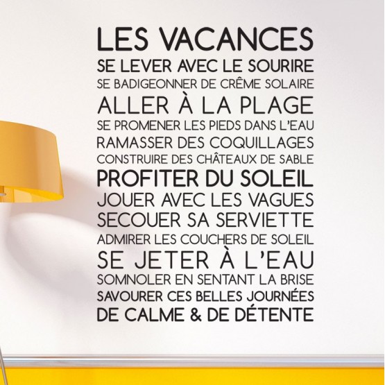 Sticker Texte Les Vacances Stickers Texte et Citations Gali Art