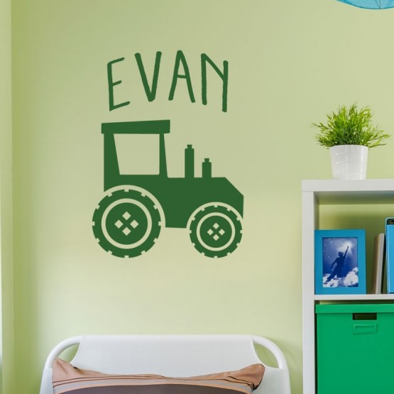 Sticker Tracteur avec Prénom Stickers Chambres Enfants Gali Art