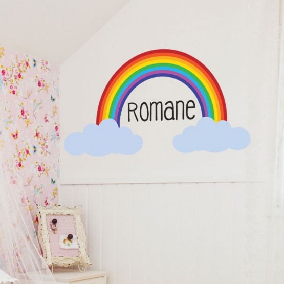 Sticker Arc en Ciel avec prénom - Décoration murale personnalisé