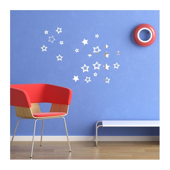 Kit de 22 Stickers Étoiles Effet Miroir Stickers Festivités