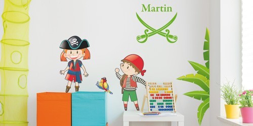 Sticker pirate et son bateau – Stickers CHAMBRE ENFANTS Filles