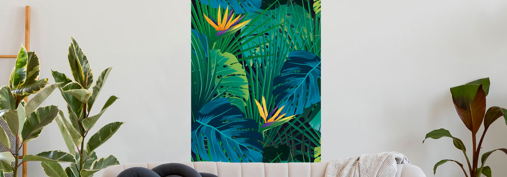 Sticker Mural Feuille Verte, Sticker Mural Nature Feuilles De Vigne  Tropicales, Sticker Mural Fleur, Sticker Mural Oiseaux Pour Salon Chambre  Couloir