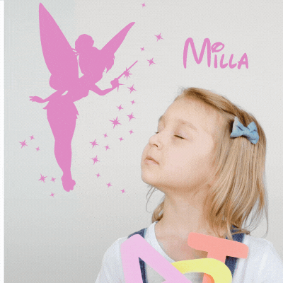 Stickers Fée Clochette avec prénom de votre enfant